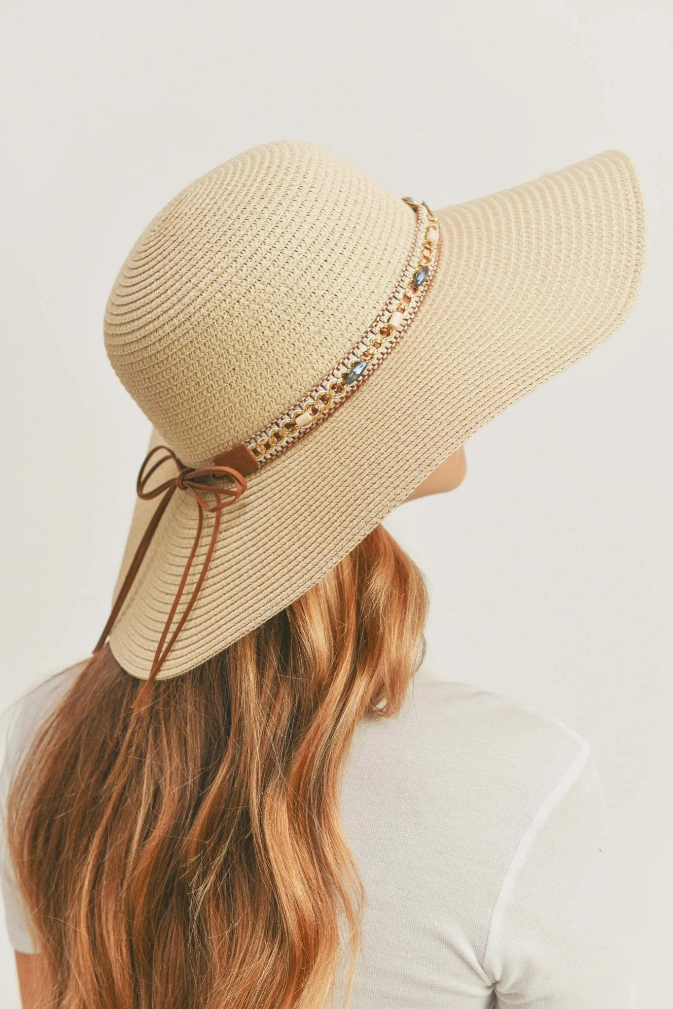 MH0103 Multi Beaded Band Floppy Hat