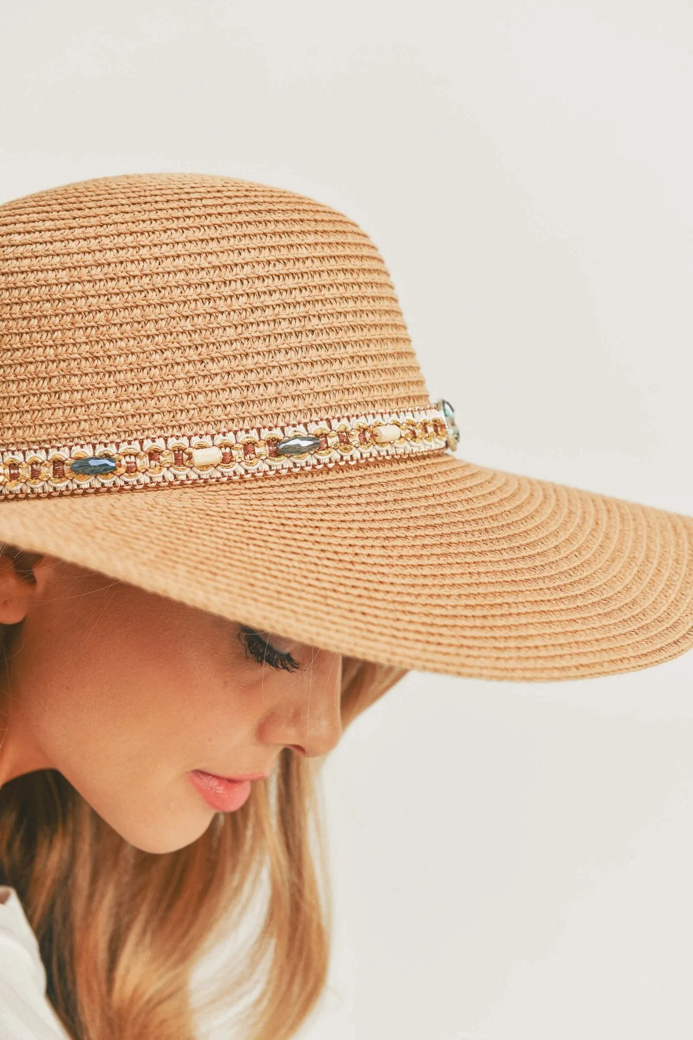 MH0103 Multi Beaded Band Floppy Hat