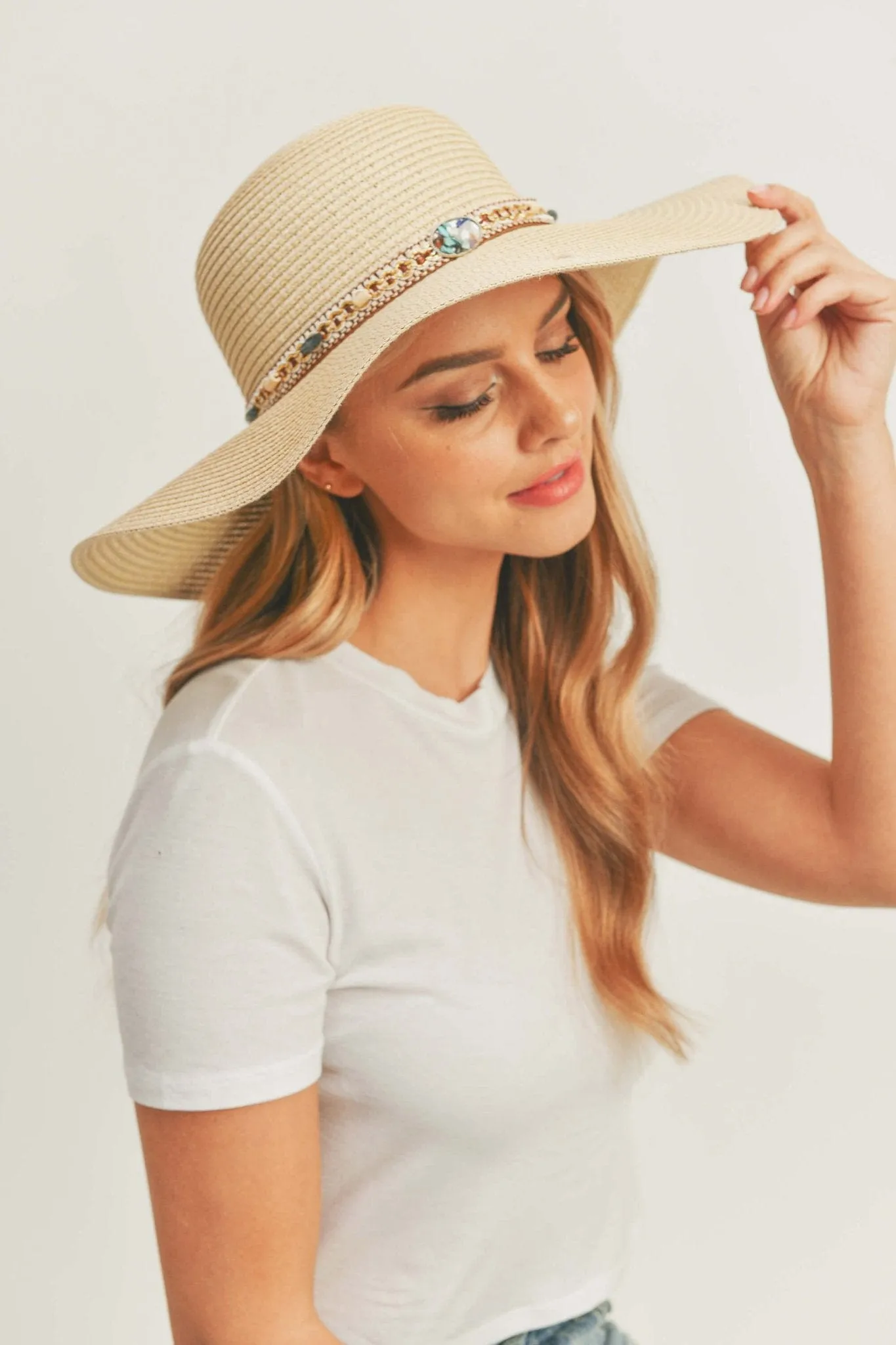 MH0103 Multi Beaded Band Floppy Hat