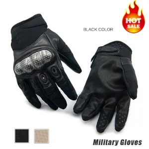 New Military Gloves New Outdoor Sports Army Full Finger Motorcycle Cycling Carbon Leather Gloves