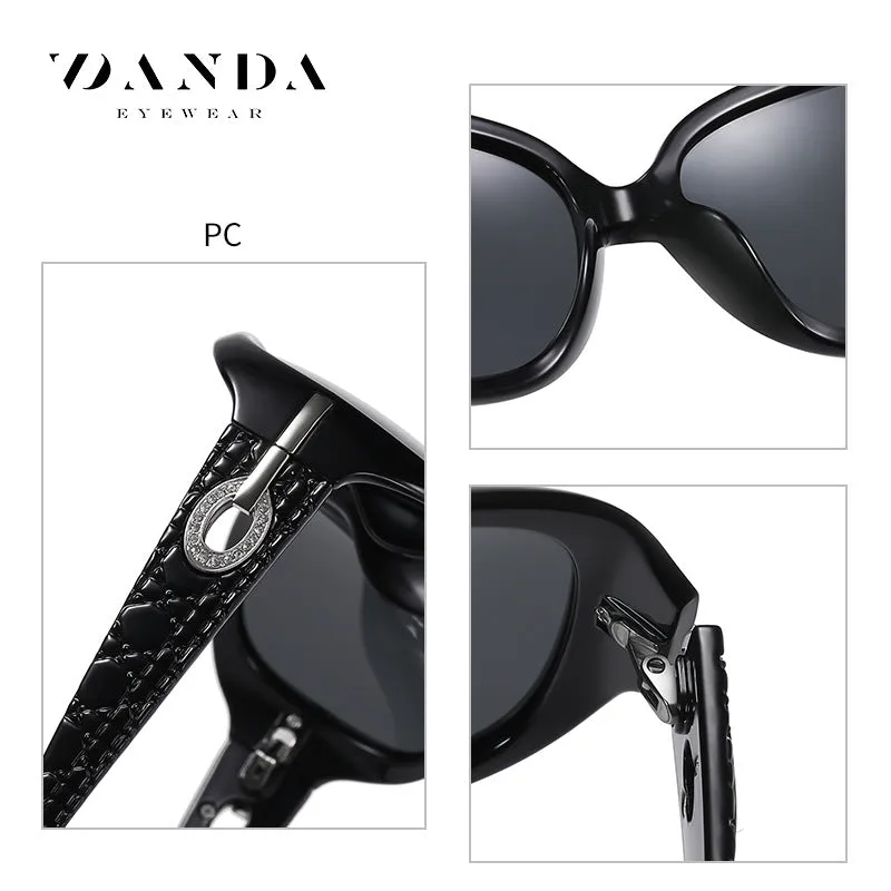 New Sunglasses for Women Classic Large Frame Polarized Sunglasses Diamond Studded Fashion Black Sunglasses