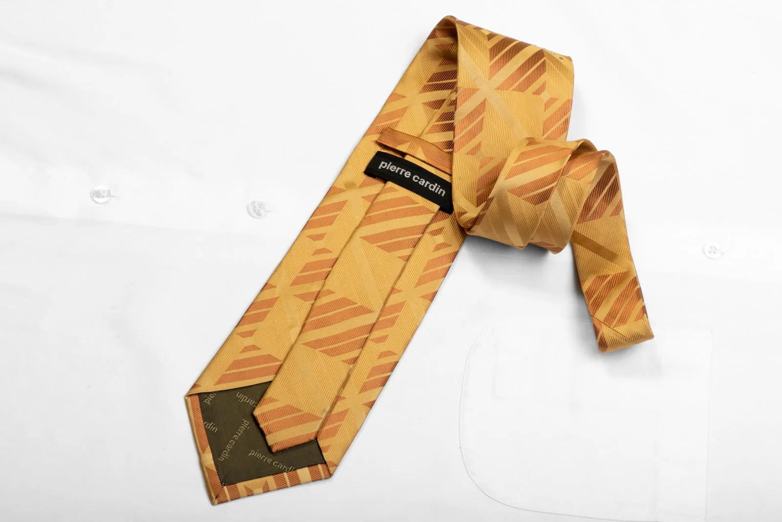 Pierre Cardin Rhinestone Silk Necktie Geometric On Gold