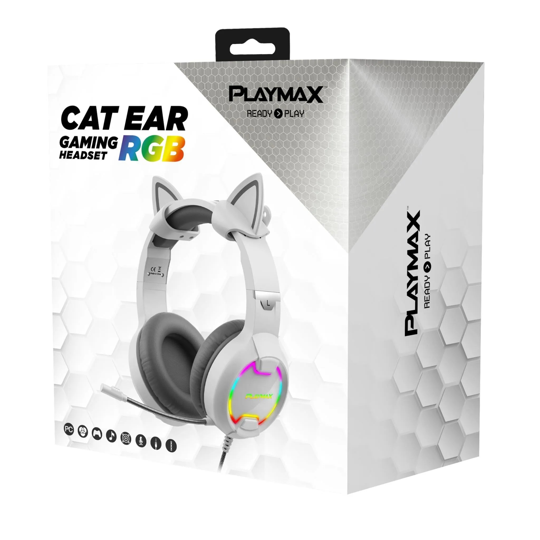 Playmax White Cat Ear Headphones