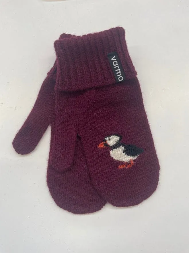 Puffin Burgundy Icelandic Wool Mittens