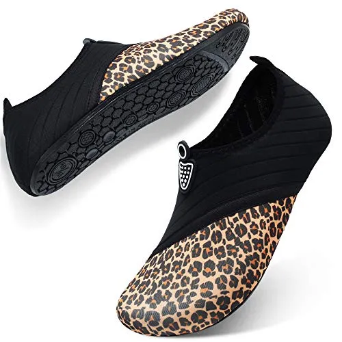 QACOHU Women's Water Shoes Quick Drying Lightweight Sports Shoes for Beach Swim River Surf Yoga Walking Exercise Water Socks for Women PJ Leopard 8.5-9.5 M US Women/7-7.5 M US Men