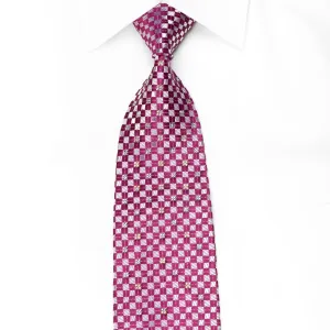 Renoma Men's Crystal Rhinestone Silk Neckties Silver Purple Checkered With Silver Sparkles