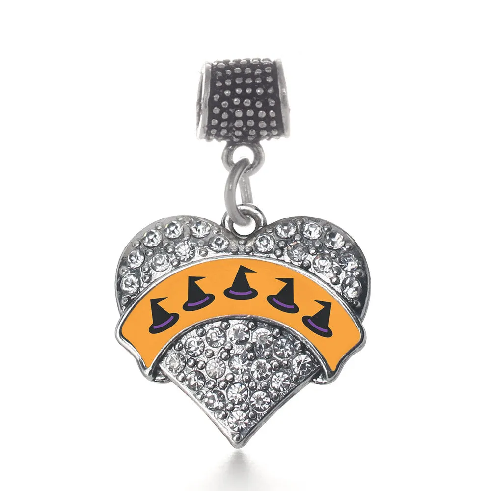 Silver Witch Hats Pave Heart Memory Charm