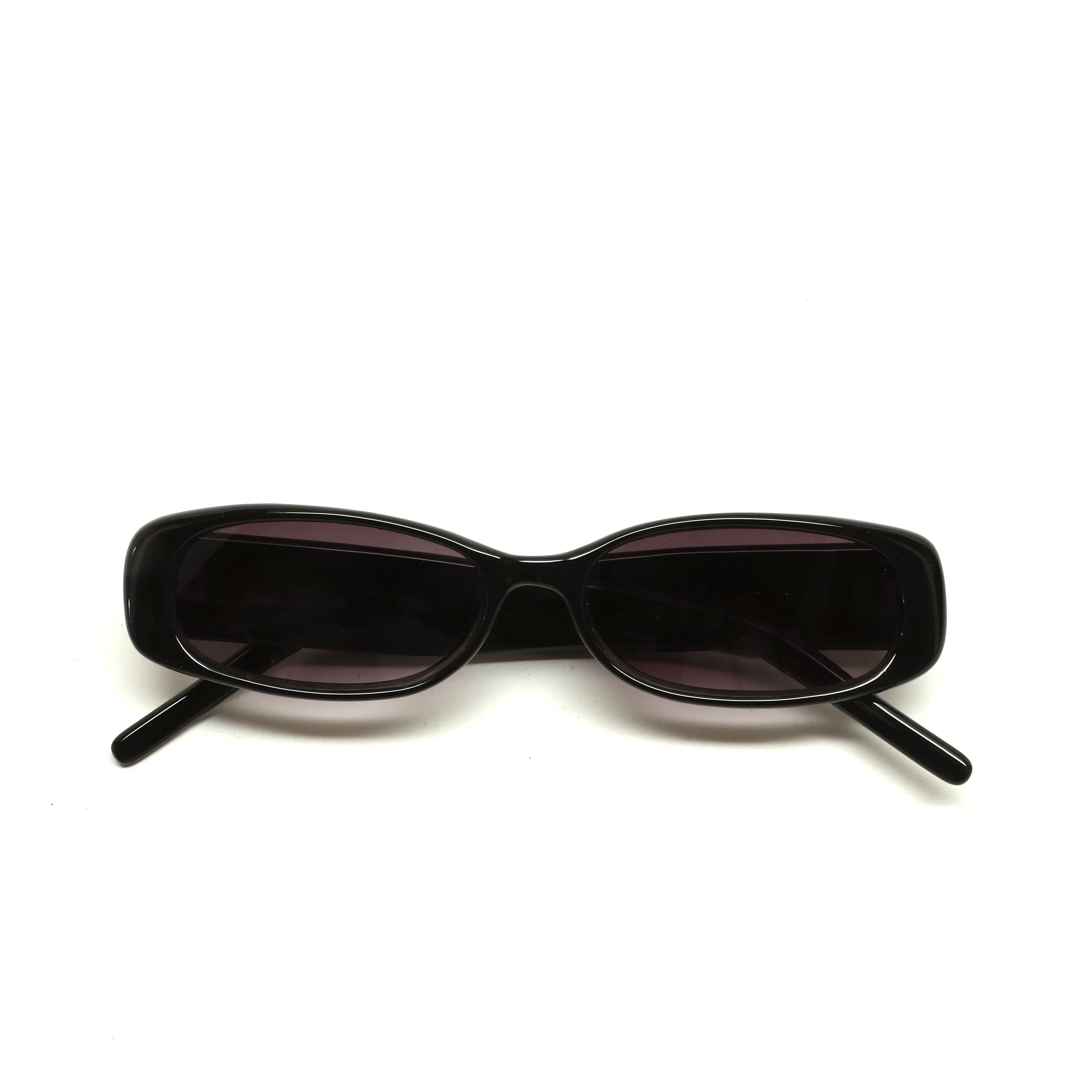 //Style 32// Deluxe Vintage 90s Narrow Rectangle Frame Sunglasses - Black