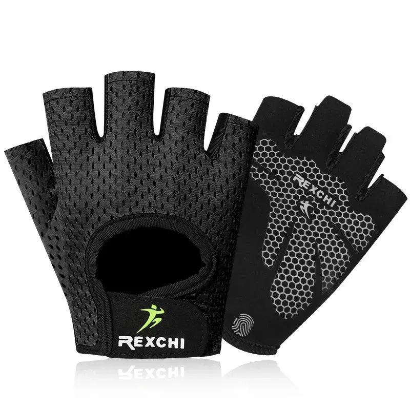 Summer Women Men Silicone Non-Slip Sweat-Proof Breathable Fitness Sports Outdoor Bike Half-Finger Gloves Gym Power Bicycle Glove