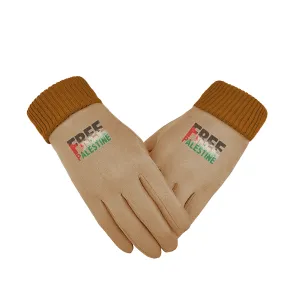 Support Sticker Unisex Suede Fabric Khaki Gloves