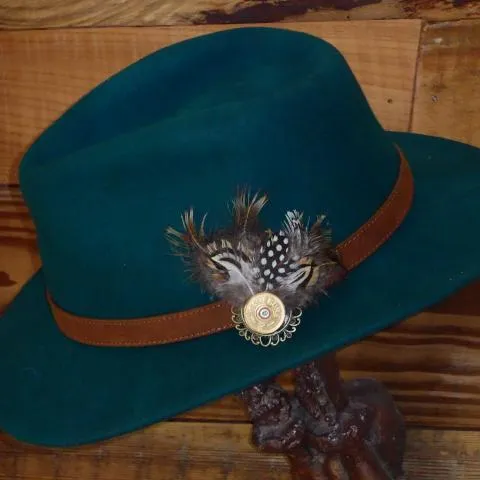 Teal Fedora Hat with Leather Band. Unisex, Crushable.