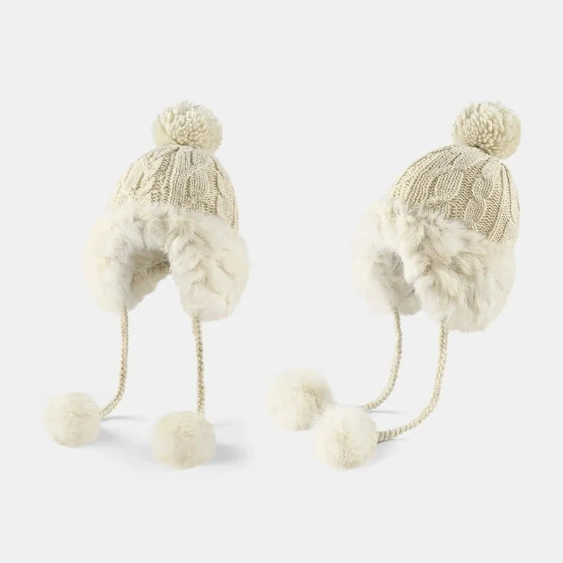 Thickened Woolen Hats for Women - Warm Knitted Ear Protectors