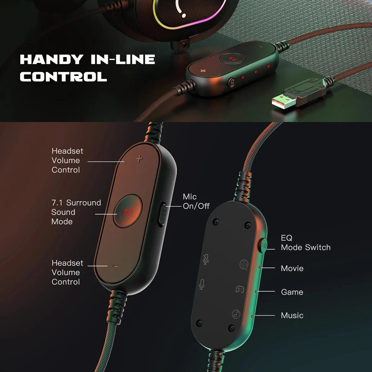 Ultimate Fifine RGB Gaming Headset with Virtual 7.1 Surround Sound and Customizable EQ for Gamers