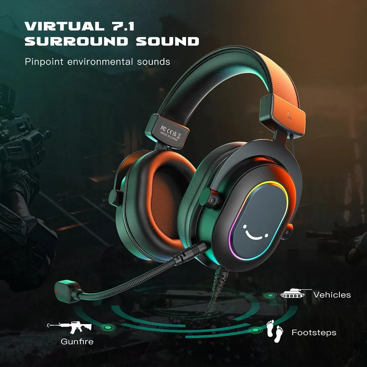 Ultimate Fifine RGB Gaming Headset with Virtual 7.1 Surround Sound and Customizable EQ for Gamers