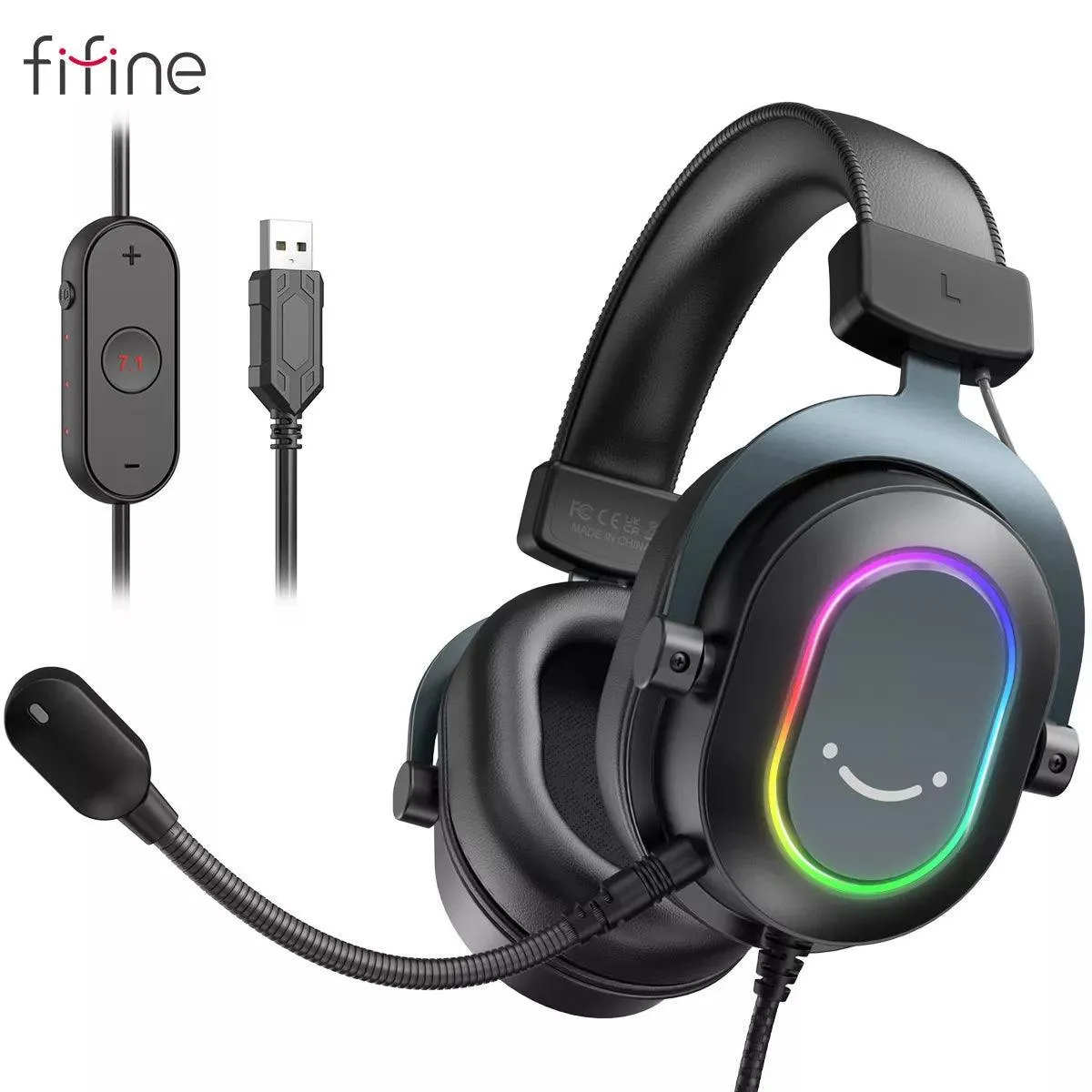 Ultimate Fifine RGB Gaming Headset with Virtual 7.1 Surround Sound and Customizable EQ for Gamers